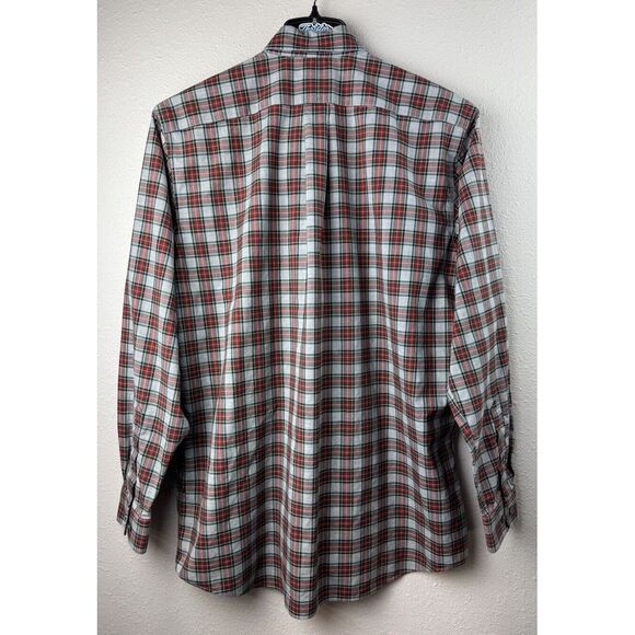 L.L. Bean Mens L-Tall Red Traditional Fit Plaid Long Sleeve Button Shirt - Picture 3 of 7